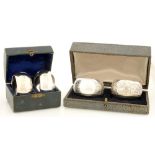 TWO PAIRS OF GEORGE V SILVER NAPKIN RINGS, BIRMINGHAM 1911 AND 1923, CASED, 2OZS 8DWTS