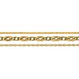 TWO 9CT GOLD CHAINS, AND A GOLD CHAIN MARKED 375, 21G++LIGHT WEAR CONSISTENT WITH AGE