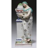 A STAFFORDSHIRE PEARLWARE FIGURE OF ANDROMACHE, C1810, with overglaze enamel painted decoration,