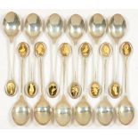 A SET OF TWELVE ELIZABETH II RSPB SILVER TEASPOONS, LONDON 1975, 10OZS 8DWTS++GOOD CONDITION