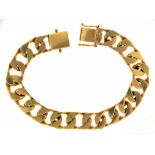 A 9CT GOLD CURB LINK BRACELET, 48.5G++LIGHT WEAR CONSISTENT WITH AGE