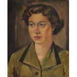 IRVINE HOLNESS, PORTRAIT OF A YOUNG WOMAN, HEAD AND SHOULDERS, SIGNED AND DATED 54, OIL ON CANVAS,