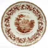 A JOSEPH CLEMENTSON SEPIA PRINTED VICOUNT CLIVE COMMEMORATIVE EARTHENWARE PLATE, 27CM D, PRINTED