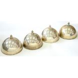 A SET OF FOUR GADROONED HEMISPHERICAL EPNS DISH COVERS, 23CM D