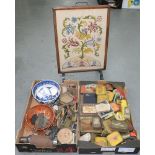 MISCELLANEOUS DAMAGED SILVER ARTICLES, A CARNIVAL GLASS DISH, COLLECTION OF VINTAGE BISCUIT, TOBACCO