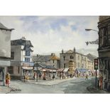 JOHN SIBSON, LANDSCAPES OR STREET SCENES, FOUR, ALL SIGNED, WATERCOLOUR, 24 X 38CM AND CIRCA