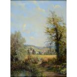 P. BRADSHAW, LANDSCAPE, SIGNED, OIL ON CANVAS, 39 X 28CM