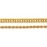 A 9CT GOLD CHAIN AND A GOLD CHAIN MARKED 9K, 24.5G++LIGHT WEAR CONSISTENT WITH AGE