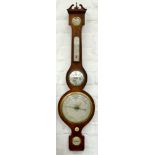 A VICTORIAN ROSEWOOD BAROMETER WITH ALCOHOL THERMOMETER AND CONVEX MIRROR, 98CM H