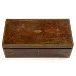 AN EARLY VICTORIAN BRASS INLAID ROSEWOOD WRITING BOX WITH FITTED INTERIOR, 50.5CM L