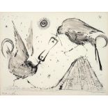 MARK HUSKINSON, A DISPUTE, SIGNED AND DATED '56, PEN, INK AND GREY WASH, 45 X 58CM