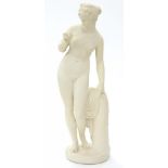 A RECONSTITUTED MARBLE STATUETTE OF A BATHER, 90CM H, 20TH C