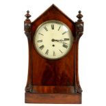 A VICTORIAN MAHOGANY MANTEL TIMEPIECE, THE PAINTED DIAL INDISTINCTLY SIGNED WITH PIERCED STEEL HANDS