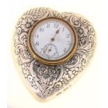 A VICTORIAN SILVER TIMEPIECE, 8 CM W, BIRMINGHAM 1900++DIAL IN GOOD CONDITION. MOVEMENT UNTESTED