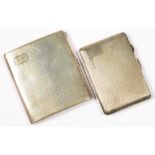 A GEORGE V SILVER CIGARETTE CASE, 8.5 X 7.5 CM, IMPORT MARKED LONDON 1927 AND AN EDWARD VIII