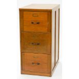 A STAINED OAK PLY THREE DRAWER FILING CABINET, C1930, 103CM H; 74 X 49CM