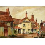 T. HARGRAVE-SMITH, THE BOAT INN WOODBRIDGE, SIGNED, WATERCOLOUR, 25.5 X 37CM AND CONTINENTAL SCHOOL,