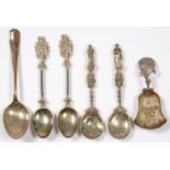 MISCELLANEOUS SILVER FLATWARE, INCLUDING APOSTLE SPOONS, CADDY SPOON, ETC, VICTORIAN AND LATER, 3OZS