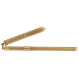 A 9CT GOLD SWIZZLE STICK, BIRMINGHAM 1973 AND A GOLD NAIL PARER, UNMARKED, 12.5G++LIGHT WEAR