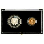 GOLD COIN. PROOF SOVEREIGN, 1981 AND PROOF SILVER CROWN, 1981. CASED++EXCELLENT CONDITION