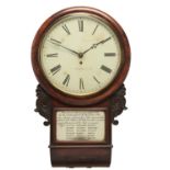 A VICTORIAN OAK DROP CASED WALL TIMEPIECE, ....NOTTINGHAM, 1852 with painted dial and fusee movement