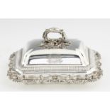 PAUL STORR.  A FINE GEORGE III SILVER ENTREE DISH AND COVER  the lid applied with crisply chased sea