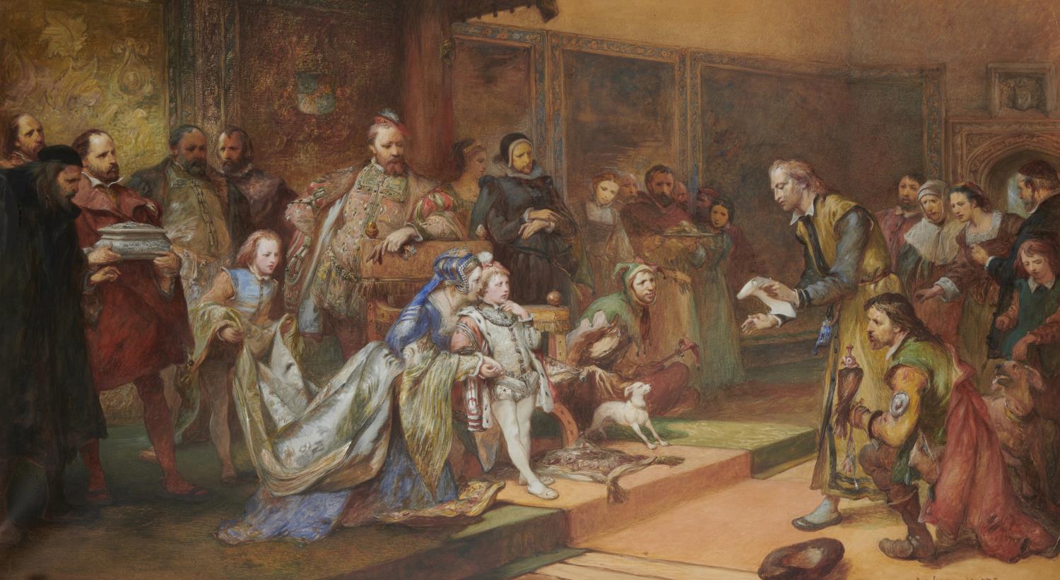 CHARLES CATTERMOLE, RI (1832-1900) THE PETITION  signed and dated 75, watercolour, 67.5 x 120cm