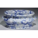 A COPELAND & GARRETT FLOW BLUE EARTHENWARE FOOT BATH, C1838-47  with seaweed print, 51cm over