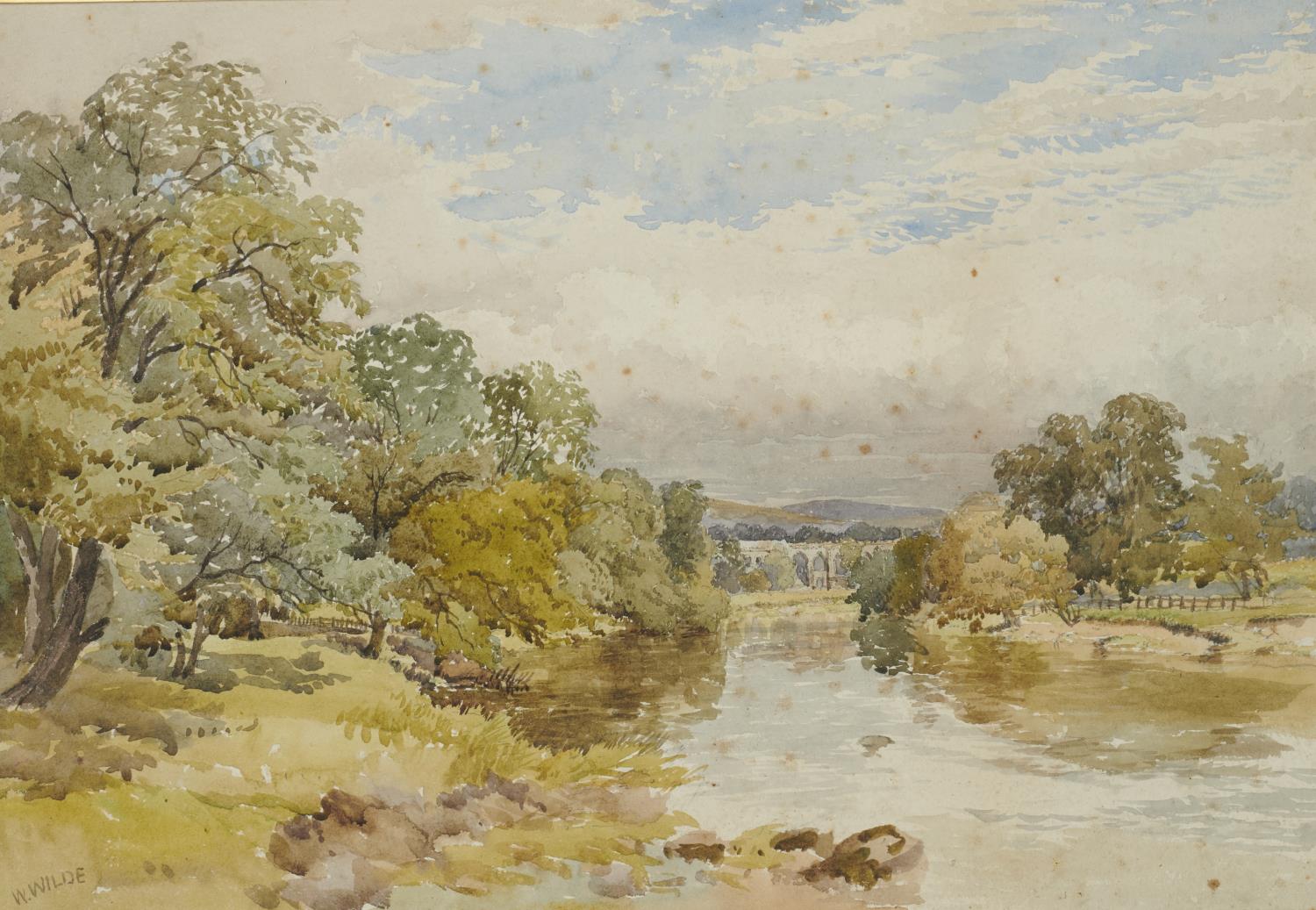 WILLIAM WILDE (1826-1901 BOLTON ABBEY; RIVER LANDSCAPE; A TREE FRINGED BROOK a set of three, all