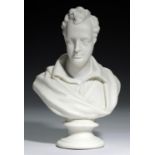 A JAMES AND THOMAS BEVINGTON PARIAN WARE BUST OF LORD BYRON, 1865-78 26cm h, impressed J & TB,333