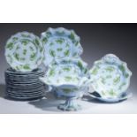 A WILLIAM RIDGWAY BLUE EARTHENWARE DESSERT SERVICE, C1825  printed and painted in bright green