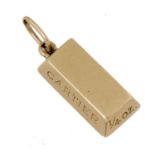 A GOLD INGOT PENDANT BY CARTIER   inscribed CARTIER ¼oz, 1.6cm excluding suspension ring, signed