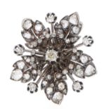 A DIAMOND FLOWER BROOCH, C1900  3.5cm, 15g Good condition