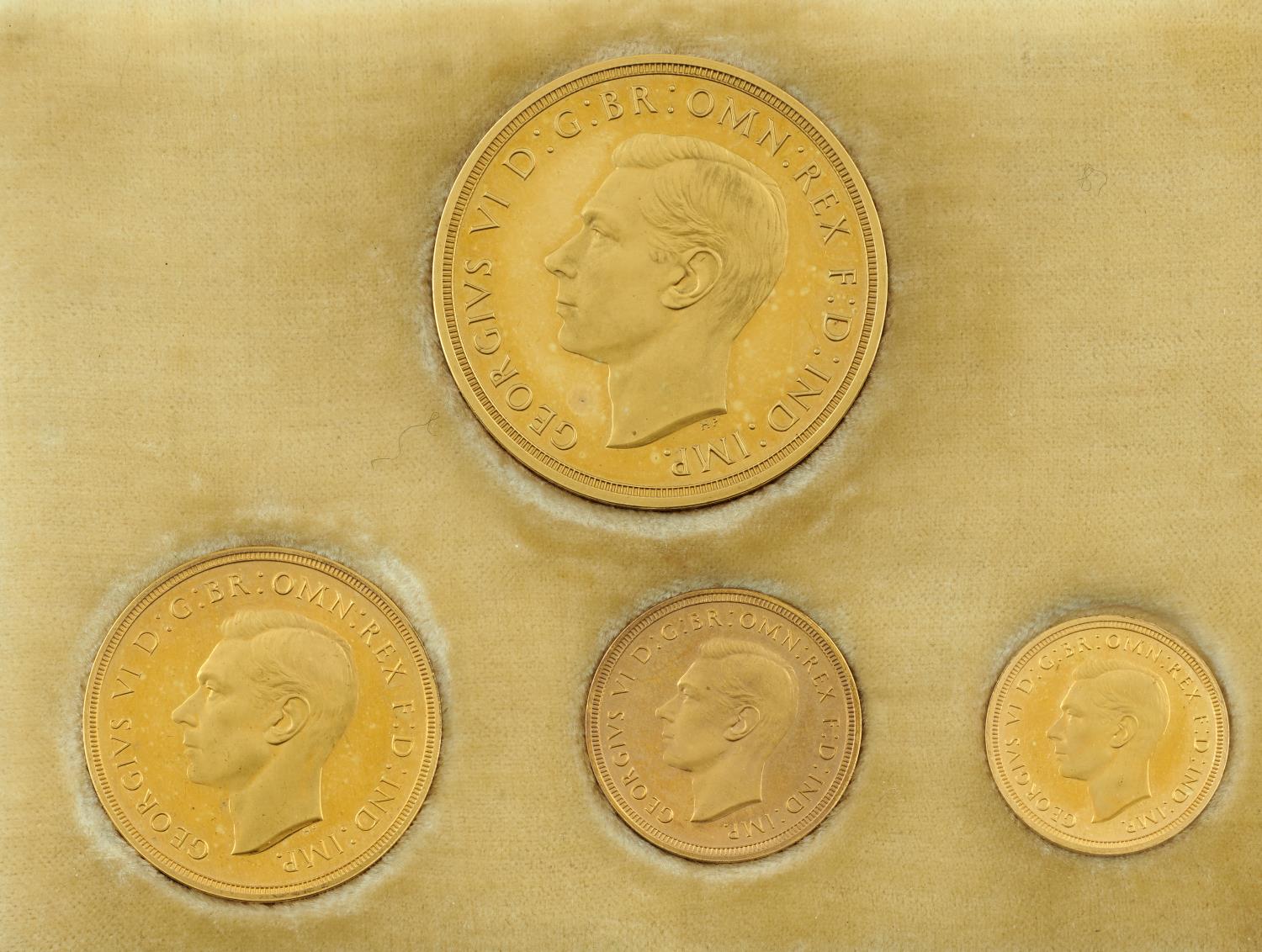 GREAT BRITAIN GOLD PROOF SET 1937 Half Sovereign -£5,  case of issue, very minor reverse hairlines - Image 2 of 2