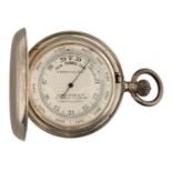 A SILVER POCKET BAROMETER ATICHISON & CO, OPTICIAN TO HM GOVT, LONDON & LEEDS with rotating vernier,