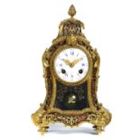 A FRENCH EBONISED AND BOULLE CLOCK C TAYLOR & SON, PARIS, LATE 19TH C  the bell striking movement