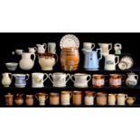 A STUDY COLLECTION OF BRITISH SALTGLAZED BROWN STONEWARE, LUSTRE AND OTHER EARTHENWARE AND BONE