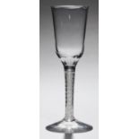 AN ENGLISH ALE GLASS, C1770 the ogee bowl on double series opaque twist stem, conical foot, 18.5cm h