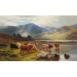 LOUIS BOSWORTH HURT (1856-1929) HIGHLAND CATTLE  signed and dated 1894, oil on canvas, 60 x