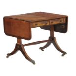 A GEORGE IV SATINWOOD, CROSSBANDED AND LINE INLAID SOFA TABLE, C1820 the top in matched veneers, the