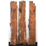 CABINET MAKERS' TIMBER.  SIX YEW WOOD BOARDS  approx 3cm thick; 28 (variable) x 152-161cm