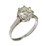 A DIAMOND SOLITAIRE RING the old cut diamond of approx 1.65ct, K colour, SI1 clarity, in white gold,