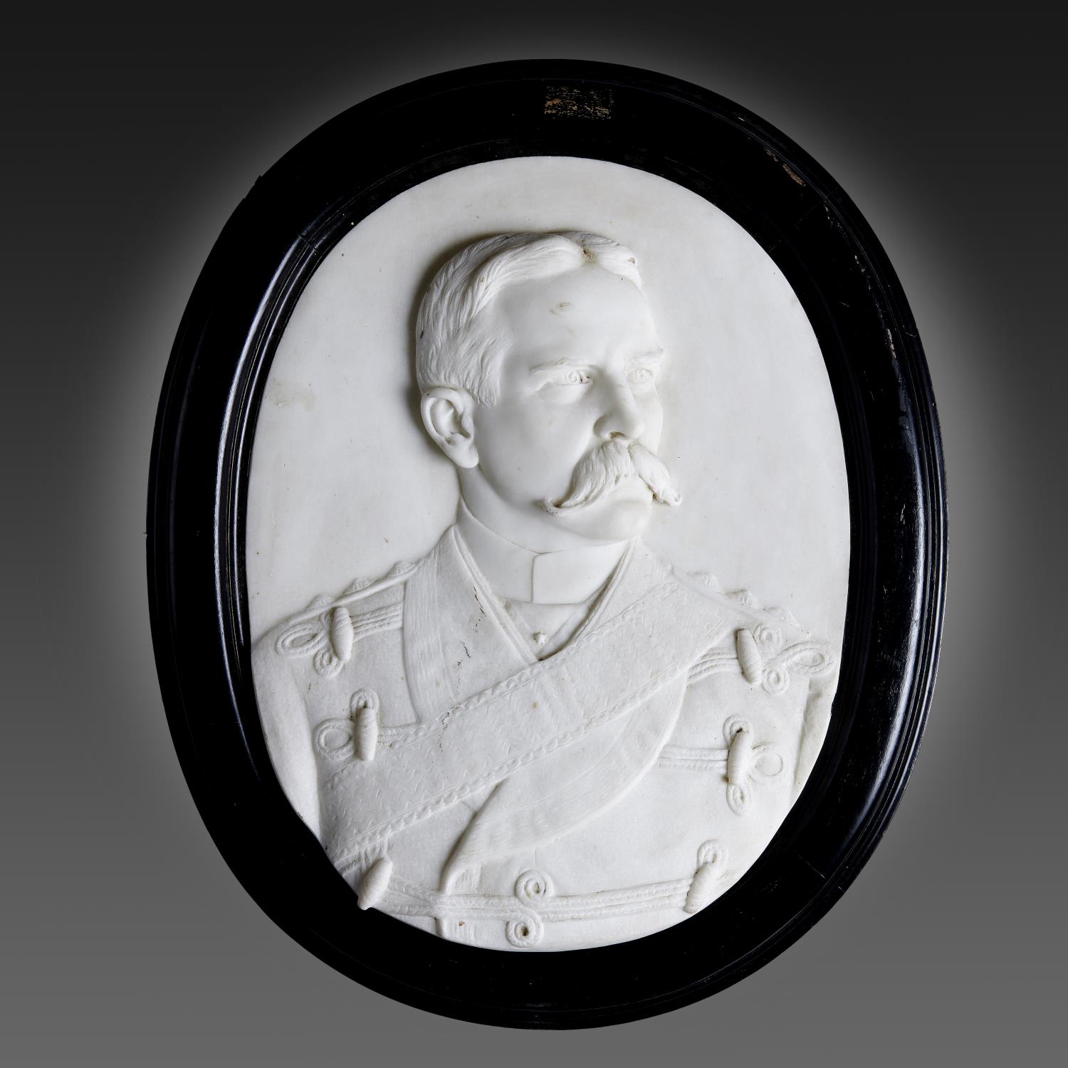 A PASSANI,19TH C PORTRAIT RELIEF OF AN OFFICER  bust length, statuary marble, signed on the