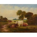 HENRY PLATT (1824-1870) LANDSCAPE WITH CATTLE; WOODED LANDSCAPE WITH CATTLE AND POULTRY a pair, both