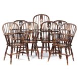 SEVEN VICTORIAN ASH WINDSOR CHAIRS, EAST MIDLANDS REGION, MID 19TH C  with elm seat, 111cm h and