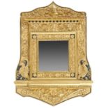 A RENAISSANCE STYLE GILTWOOD AND DARK BLUE PAINTED RESTELLO FRAME, 19TH C  65cm h, 49cm w