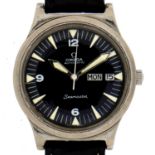 AN OMEGA STAINLESS STEEL SELF WIDING GENTLEMAN'S WRISTWATCH SEAMASTER  No 355707, with day and date,