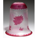 A ST LOUIS CASED GLASS ELECTRIC  PENDANT LAMPSHADE, EARLY 20TH C  etched with flowers, 16cm h Good