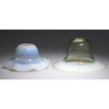 TWO ENGLISH SEMI-OPALESCENT GLASS ELECTRIC PENDANT LAMPSHADES, C1900  8 and 9cm h Both in good