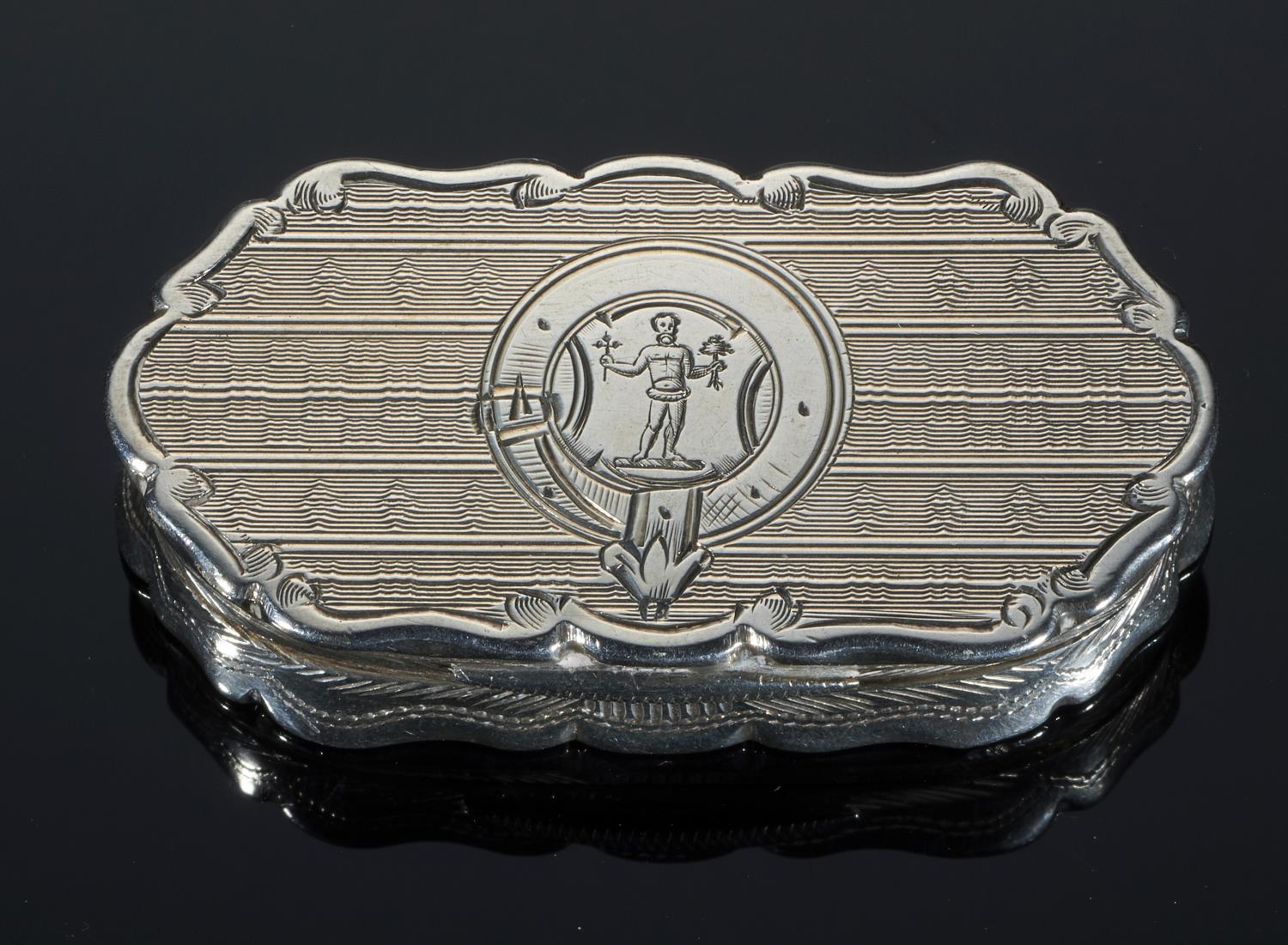 A VICTORIAN SILVER VINAIGRETTE  engine turned, foliate grille, 5.2cm l, by George Unite & Sons,